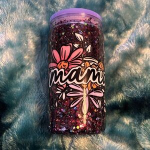 Floral Glitter Tumbler with Lid